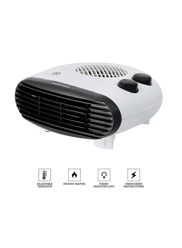 

Krypton Fan Heater with 2 Heating Powers, 2000W, KNFH6252, White/Black