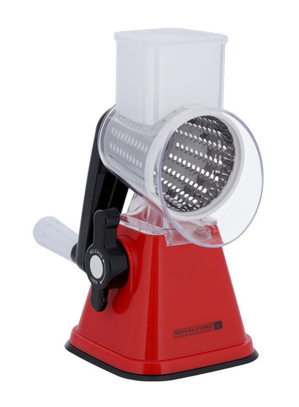 Royalford Manual Stainless Steel Rotary Grater with 3-Interchangeable Blades, Multicolour