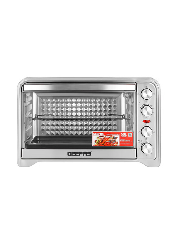 

Geepas 60L Stainless Steel Heating Elements Electric Oven with Rotisserie & Convection, 2000W, GO34012, Black