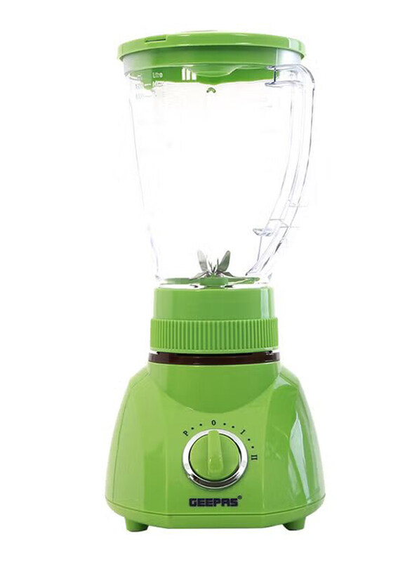 

Geepas 1.6L 3-in-1 Jar Blender Mixer Grinder with Dry Mill & Mincer Attachments, 2 Speed with Pulse Function, 400W, GSB1514N, Green/Clear