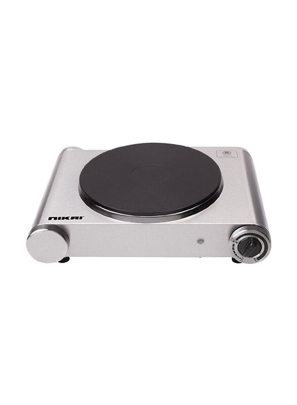 

Nikai Stainless Steel Single Hot Plate, 1500W, NKTOE4N2, Silver/Black
