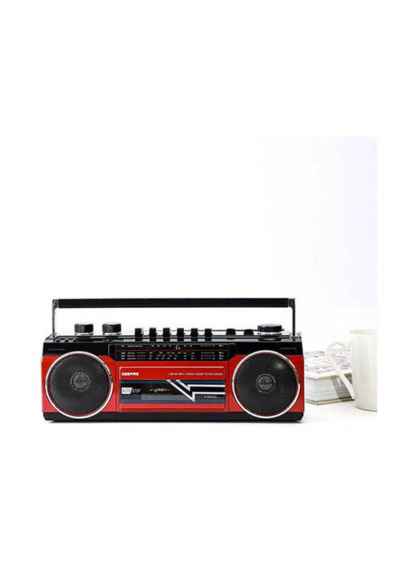 

Geepas Radio Casset Recorder Portable Speakers with USB/SD Slots/MP3/BT, GCR13011, Red/Black