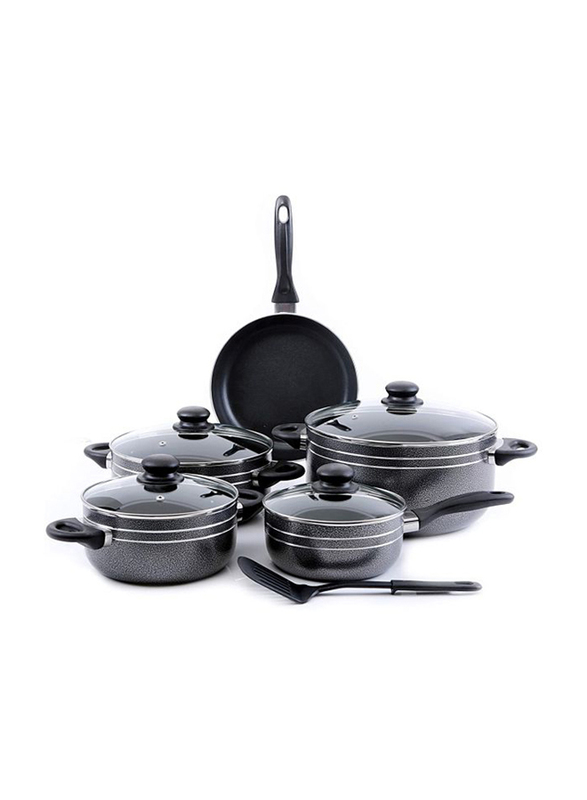 Royalford 10-Piece Cookware Set, RF7065, Black/Clear
