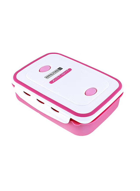 

Royalford Air Tight Lunch Box 2 Compartment With Spoon, 1200ml, Pink/White