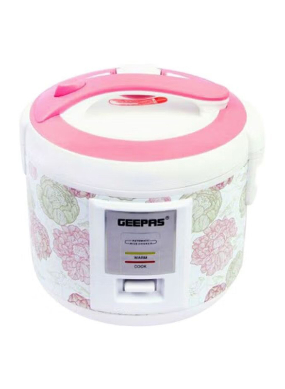Geepas 1.5L Electric Rice Cooker, 500W, GRC4334, White/Pink/Green