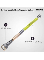 Geepas LED Flashlight with Power Bank, Grey/Brown
