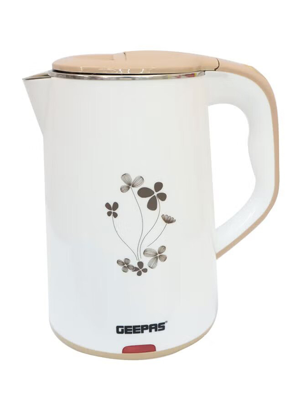 Geepas 1.8L Double Layer Electric Kettle, 1500W, GK6138N, White