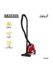 Krypton Corded Handheld Vacuum Cleaner for Floor and Dust Cleaning, 1.5L 2200W KNVC6181, Black/Red/White
