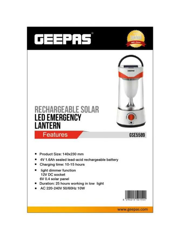 Geepas Rechargeable LED Emergency Lantern, White