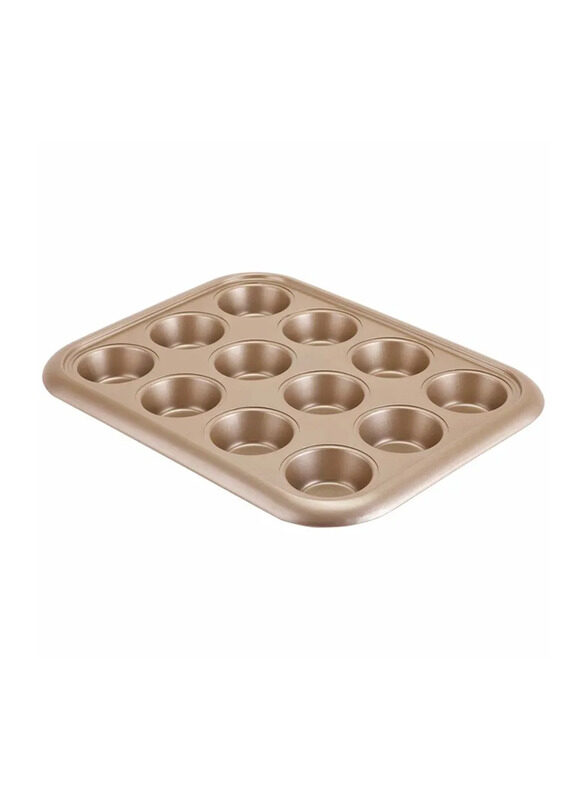 

Royalford 38cm 12 Cups Muffin Pan, RF8793, 38x3.5x29.5cm, Gold