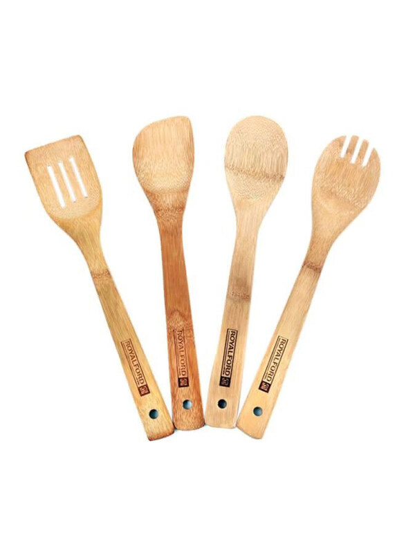 

Royalford 4-Piece Carbonized Bamboo Kitchen Tools, RF8687, Brown