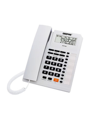 Geepas 16 Digits LCD Display Caller Id Telephone, White/Black