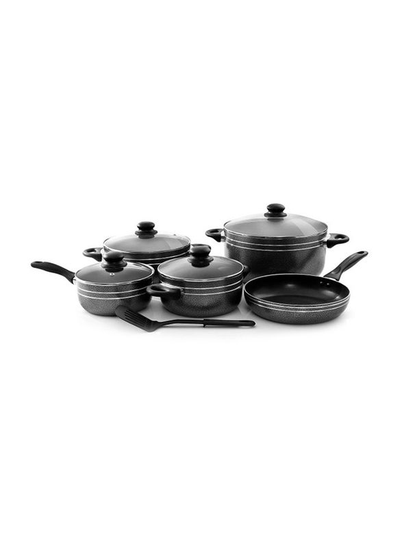 Royalford 10-Piece Cookware Set, RF7065, Black/Clear
