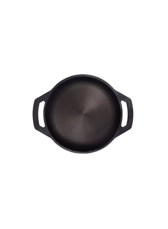

Royalford 11-inch Round Cast Iron Induction Flat Base Kadai, 6x28x34 cm, Black