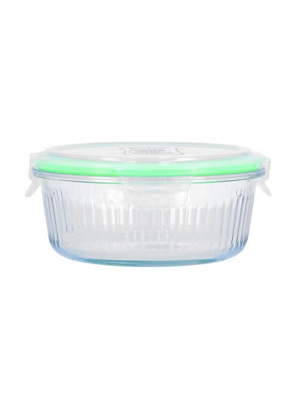 

Royalford High Borosilicate Glass Food Container, 0.95 Liters, Clear/Green