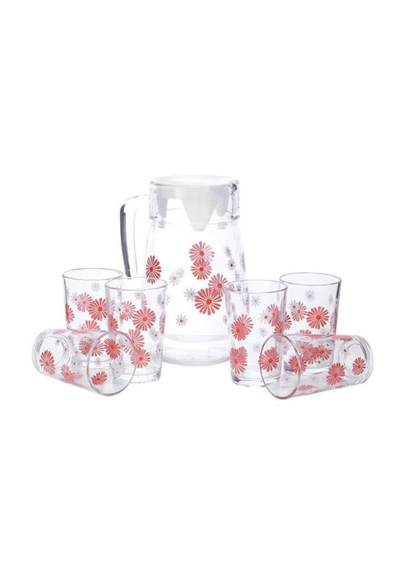 

Royalford 7-Piece Glass Tumbler with Jug Set, RF9830-RED, Assorted