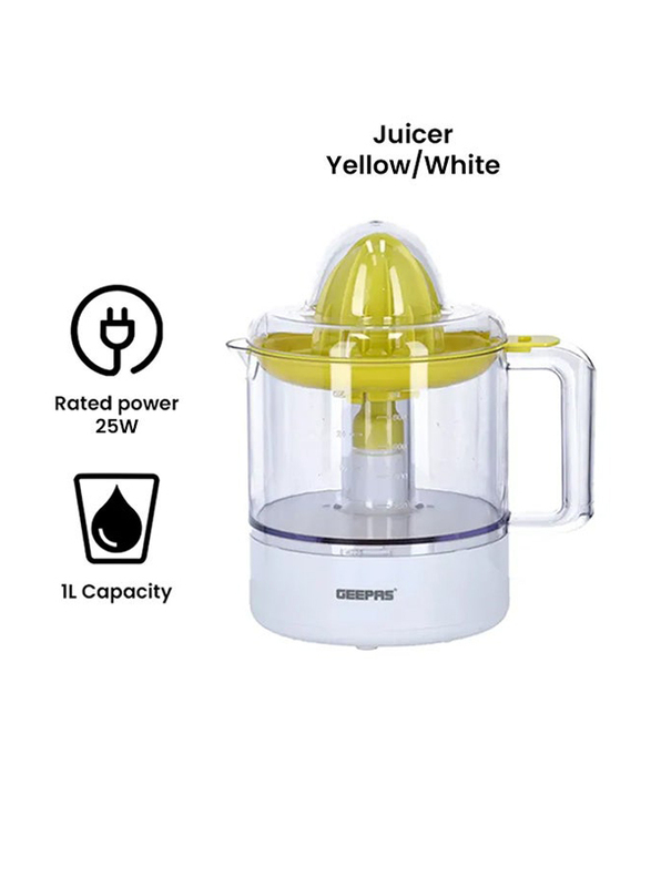 Geepas 1.0L Portable Citrus Juicer Set, 25W, Gcj9900, Yellow/White