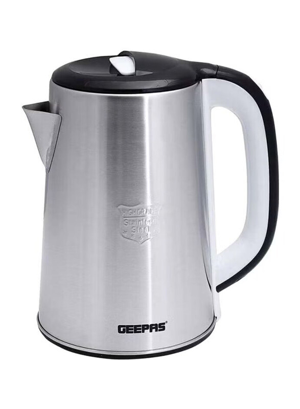 Geepas 2.5L Stainless Steel Electric Kettle, 1500W, GK38028, Silver