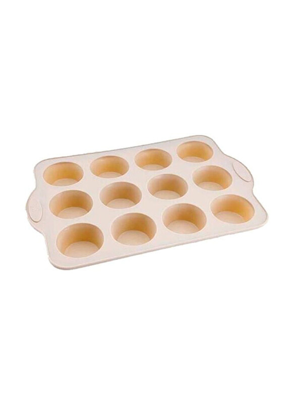 

Royalford 12 Cup Silicone Muffin Pan with Steel Frame, 34x22cm, Beige