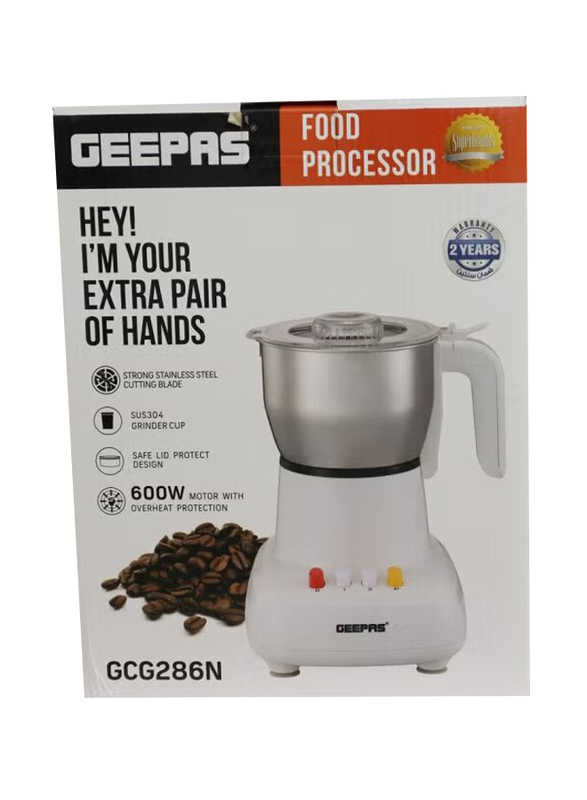 Geepas Electric Food Processor, 600W, GCG286N, White/Silver