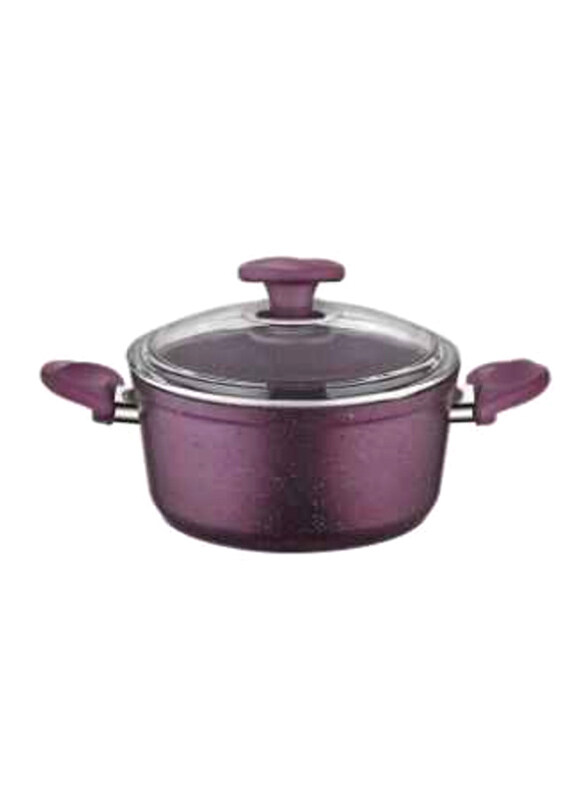 

Royalford 20cm Durable Granite Coated Aluminium Casserole With Lid Set, RF10256, Purple