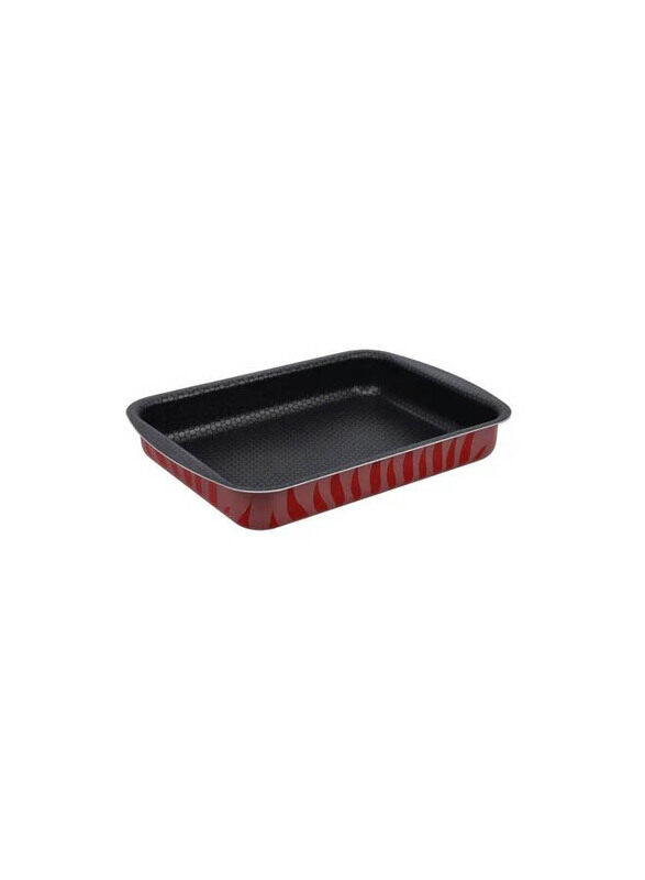 

Royalford 3-Piece Aluminium Rectangular Baking Tray Set, 30x7x46 cm, Red/Black
