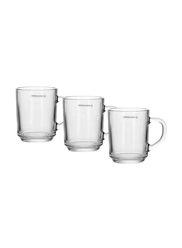 

Royalford 3-Piece Glass Mugs With Handle, RF9971, Clear