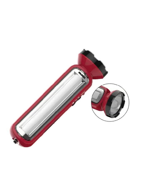 Geepas Rechargeable LED Torch With Emergency Lantern, GFL4663, Red/White/Black