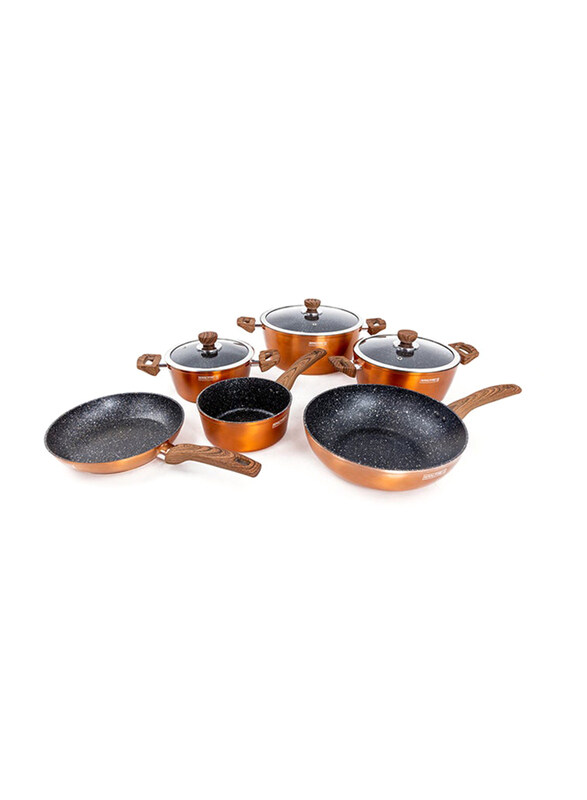 

Royalford 10-Piece Forged Aluminum Cookware Set, RF9769, Orange