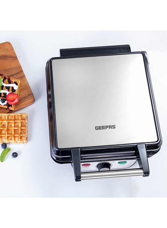 

Geepas Electric Non-Stick Belgian Waffle Maker, 1100W, GWM5417, Black/Silver