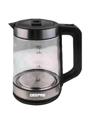 Geepas 1.7L Electric Glass Kettle, 2200W, GK9902, Clear/Black