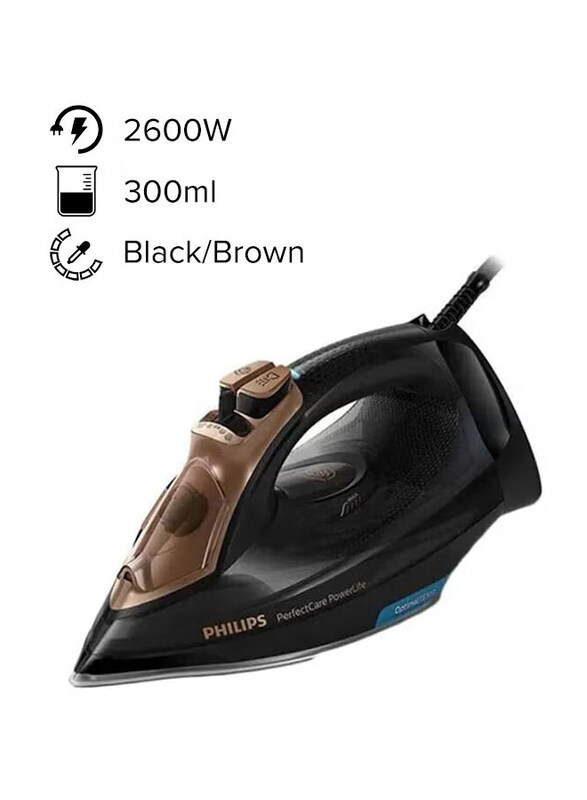 

Philips Perfect Care Power Life Steam Iron, 2600W, GC3929, Black/Brown