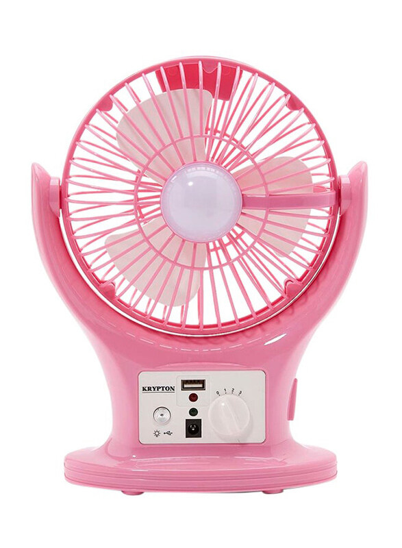 

Krypton Plastic Rechargeable Fan with LED Lantern, KNF6061, Pink