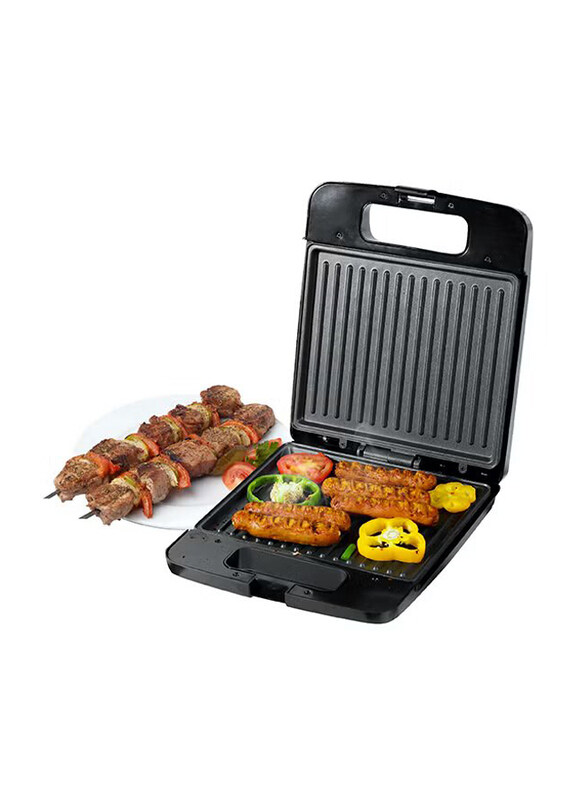 

Geepas Grill Maker with Non-Stick Cooking Plate, 1400W, GGT671N, Silver/Black
