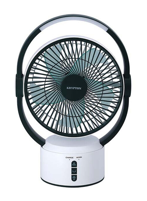 

Krypton Rechargeable Table Fan with Bright LED Light, KNF6293, White/Black