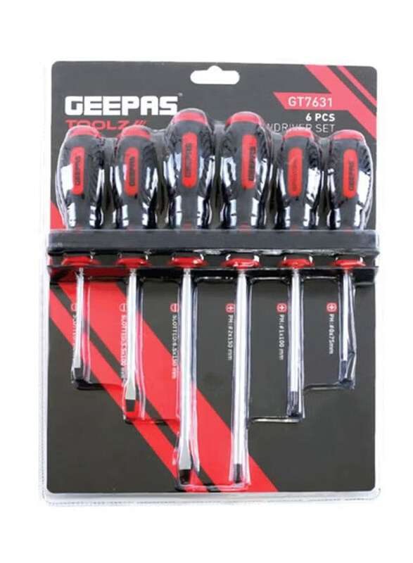 

Geepas 6-Piece Screwdriver Set, GT7631, Black/Red/Silver