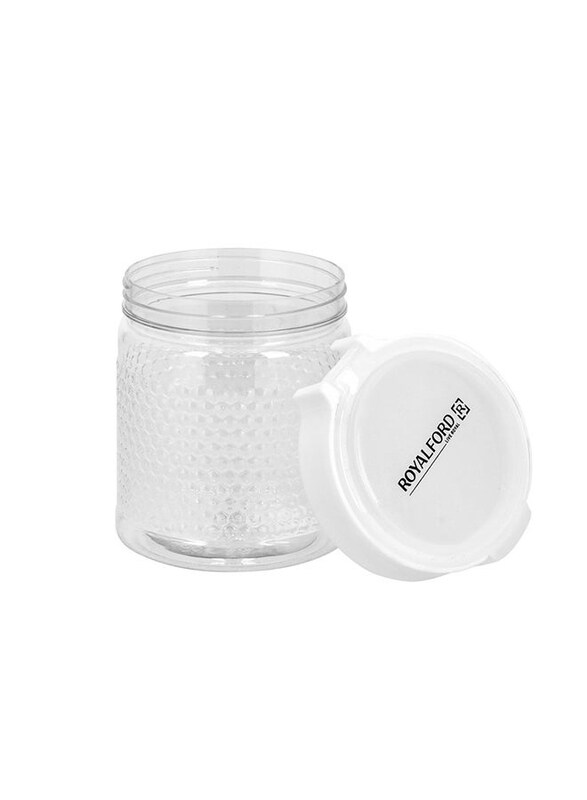 

Royalford Crystalia Round Canister, 800ml, Clear/White
