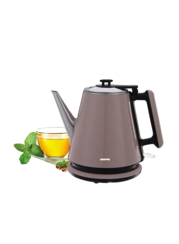 Geepas 1.2L Portable Double Layer Electric Kettle, 1360W, with Inner Stainless Steel & Auto Shut-Off, GK38012, Grey