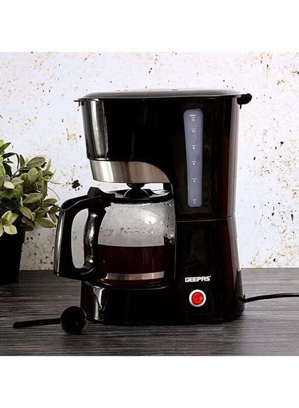 

Geepas 1.5L Coffee Maker Filter Coffee Machine, 1000W, GCM6103, Black/Clear