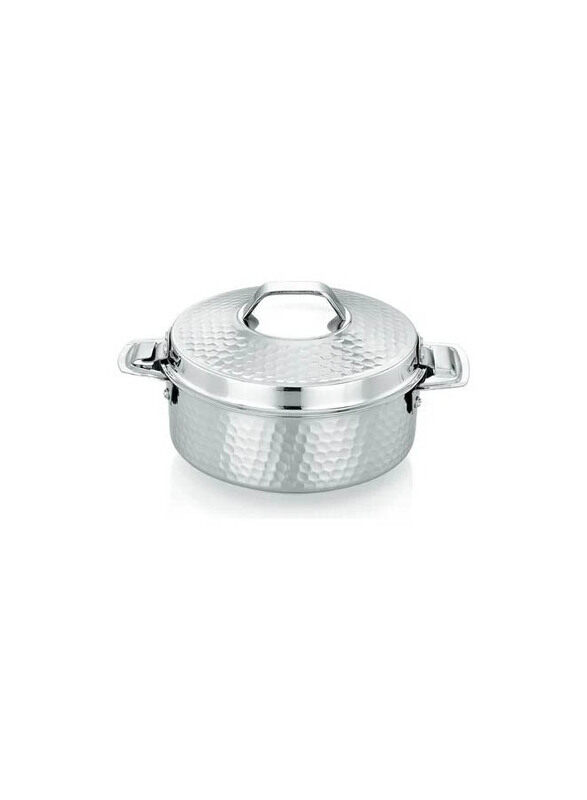 

Royalford 3500ml Reeva Hammered Double Wall Stainless Steel Round Hot Pot, 27x14x27 cm, Silver