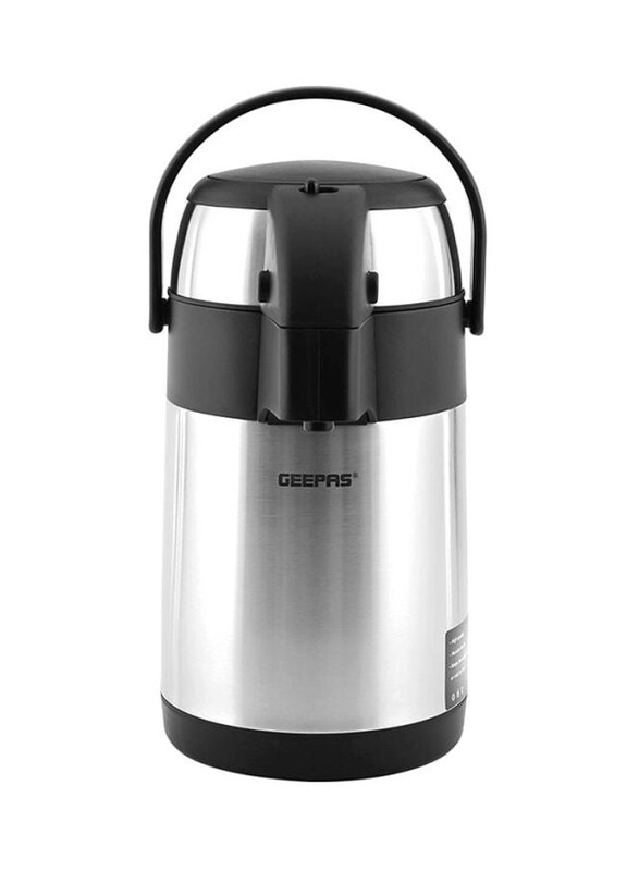 

Geepas 2.5 Ltr Airport Flask, GVF5262, Silver/Black