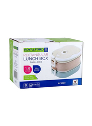 Royalford Two Layer Rectangular Lunch Box, 1800ml, Multicolour