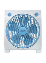 Geepas Powerful Personal 3 Speed Box Fan 2ith Copper Motor, GF21113, White/Blue