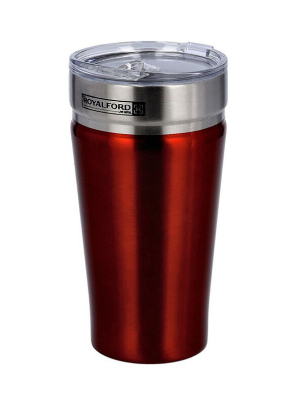 

Royalford 520ml Stainless Steel Double Wall Mug, RF10180, Red/Silver