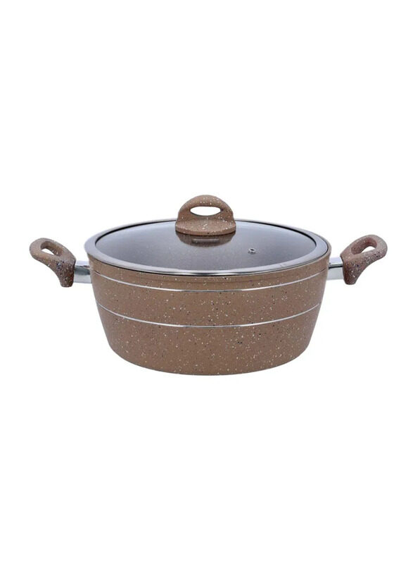 

Royalford 32cm Non-Stick Coating Granite Smart Casserole With Lid Set, RF9472BGE, Beige