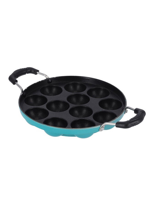 

Royalford 21cm 12-Cavity Non-Stick Round Paniyarakal Pan, RF8381, Blue