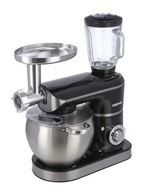 

Geepas 8.5L Multi-Function Kitchen Machine, 1500W, with Stainless Steel Bowl/Lid, 1.5L Glass Blender Jar Meat Grinder, 6 Speed Control, Dough Hook Whi