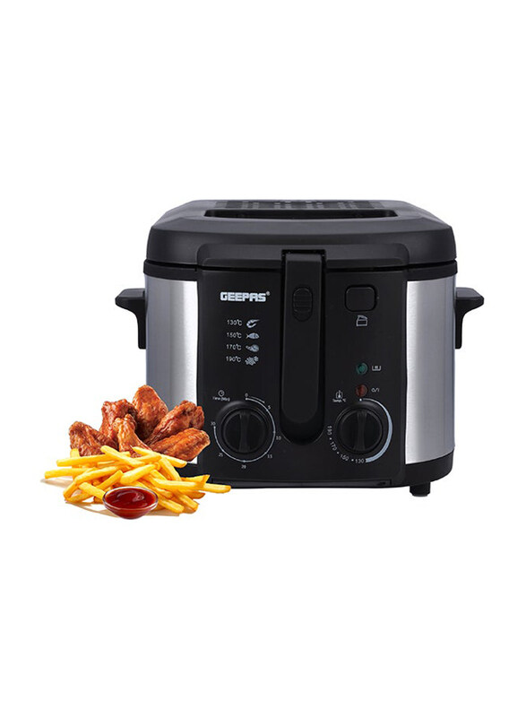 

Geepas 3L Adjustable Temperature 130-190C with 30 Minute Timer & Indicator Light Deep Fryer, 2180W, GDF36014, Silver/Black