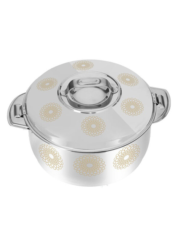 

Royalford 3Ltr Stellar Laser Salwa Stainless Steel Double Wall SS Hot Pot, RF9713, Silver