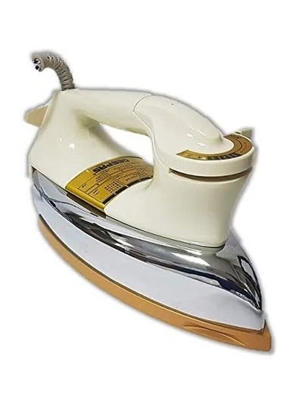 Geepas Automatic Heavy-Weight Dry Iron with Durable Teflon Plated Sole Plate, 1200W, GDI2771, White/Silver/Gold